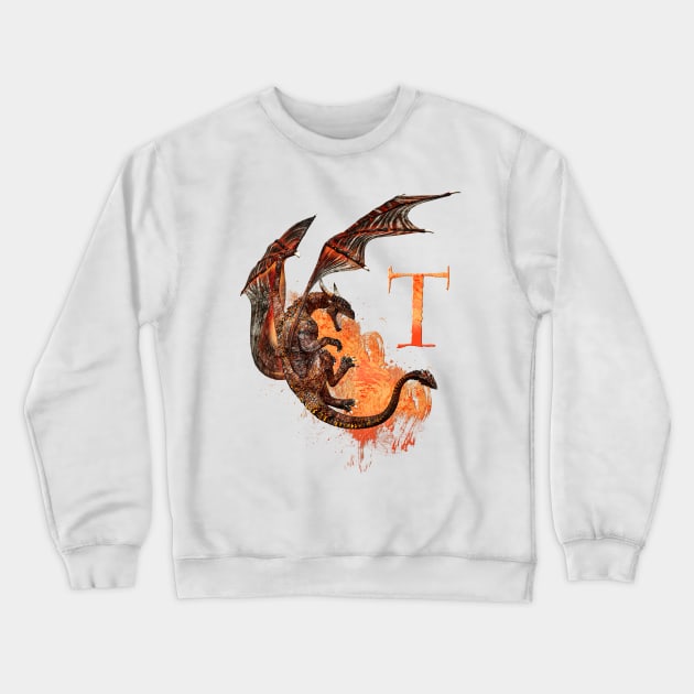 Drachen Buchstabe T Crewneck Sweatshirt by AndreaTiettje